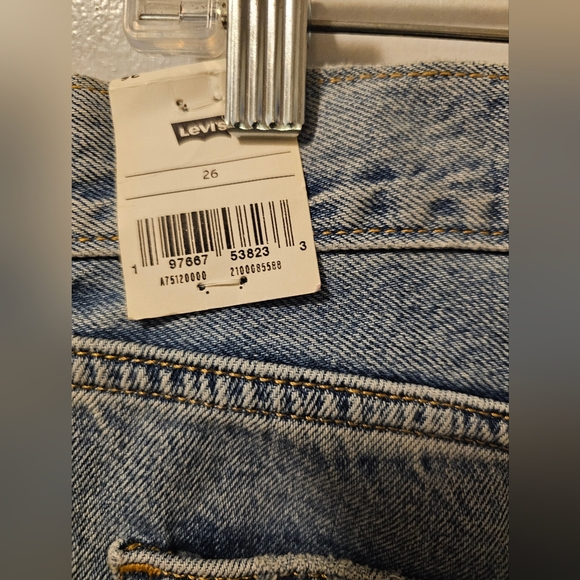 Levi's Premium Ankle Column Mid Rise Jeans Skirt Big E Women's Size 26 Blue NWT - Picture 7 of 16
